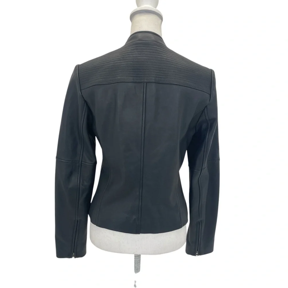Reiss Lambskin Leather Jacket Medium Black - Picture 6 of 16